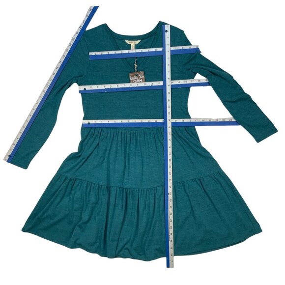 Matilda Jane Wonderment Best of The Best Dress S Teal Long Sleeve Tiered Mini - Picture 5 of 12